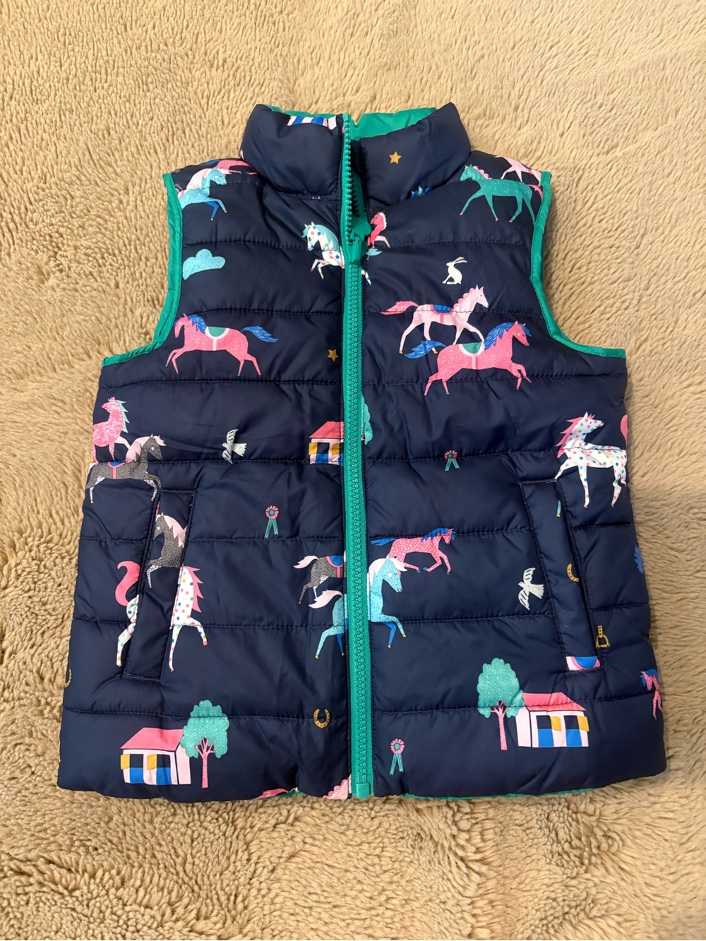 Joules reversible puffer vest, girls 4